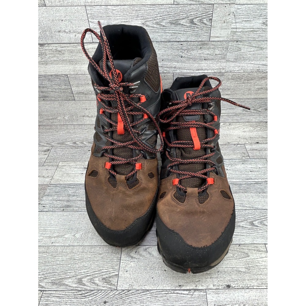 Merrell Clay Performance Men Sz 11.5 Hiking Boots Brown Orange Waterproof J09397